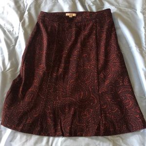 Maroon leaf patterned skirt